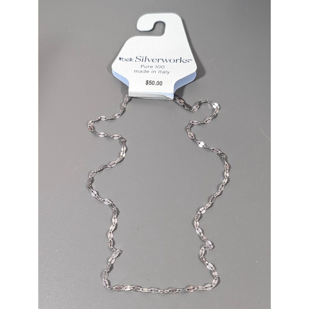 Belk Silverworks Pure 100 Made‎ in Italy Oval Link Chain Necklace 18 inch
